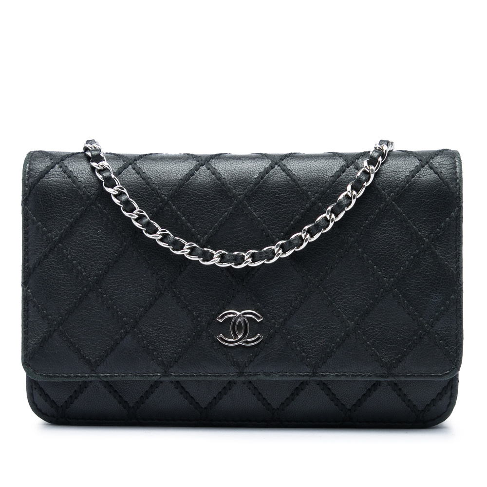 Pre-Loved Chanel CC Lambskin Wild Stitch Wallet on Chain